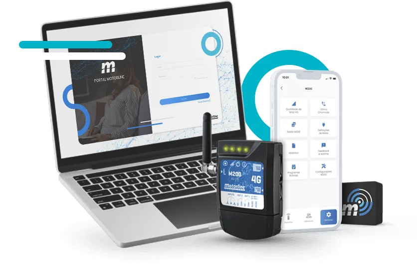 M200 með Motorline Portal í tölvu og MCONTROL appi í síma